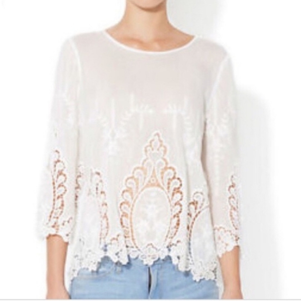 Cynthia Rowley White eyelet blouse top